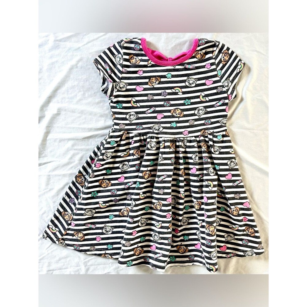 Nickelodeon PAW Patrol Girls 5T Skater Dress Black White Stripe Skye Everest